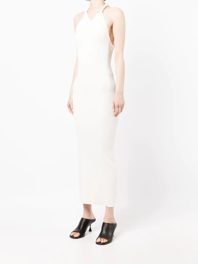Shop Dion Lee Rope-strap Ribbed-knit Dress In White
