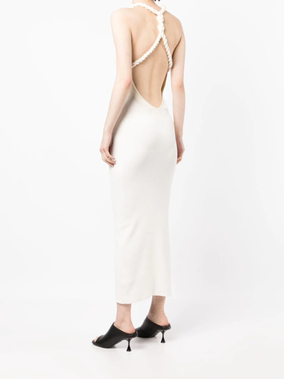 Shop Dion Lee Rope-strap Ribbed-knit Dress In White
