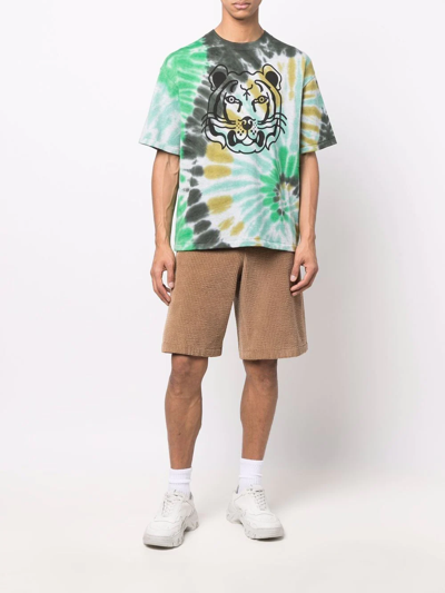 Shop Kenzo Tie-dye Print Cotton T-shirt In Green