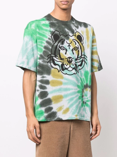 Shop Kenzo Tie-dye Print Cotton T-shirt In Green