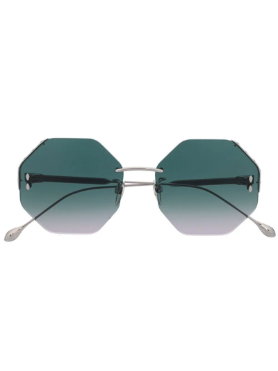 Shop Isabel Marant Eyewear Rimless Geometric-frame Sunglasses In Silver