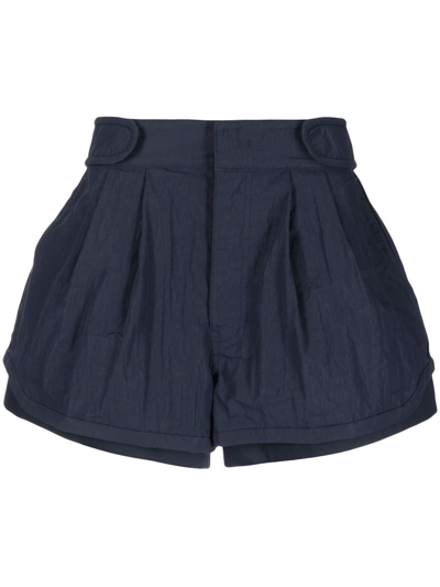 Shop Juunj Double Layer Pleated Shorts In Blue