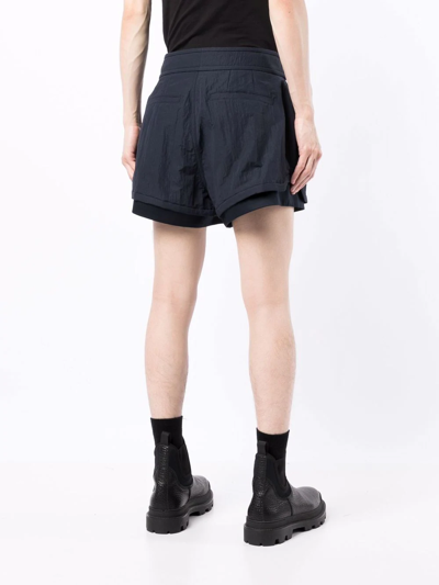 Shop Juunj Double Layer Pleated Shorts In Blue