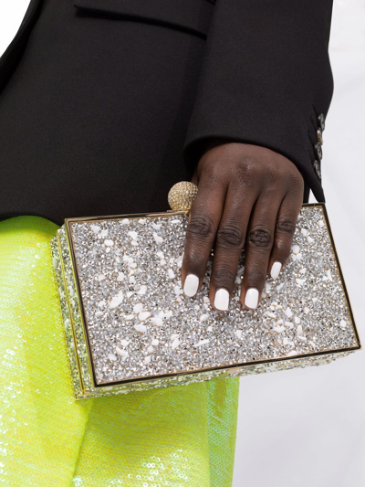 Shop Sophia Webster Clara Crystal-embellished Clutch Bag In White