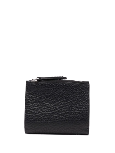 Shop Maison Margiela Four-stitch Leather Wallet In Black