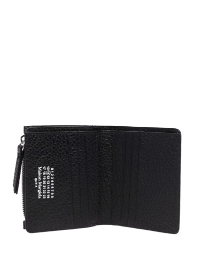 Shop Maison Margiela Four-stitch Leather Wallet In Black