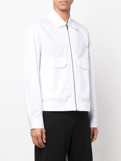 Shop Neil Barrett Lightweight Zip-up Shirt Jacket In White