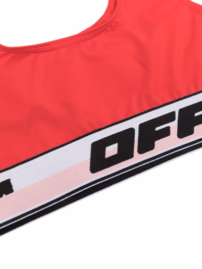 Shop Off-white Logo Tape-detailed Bikini In Red