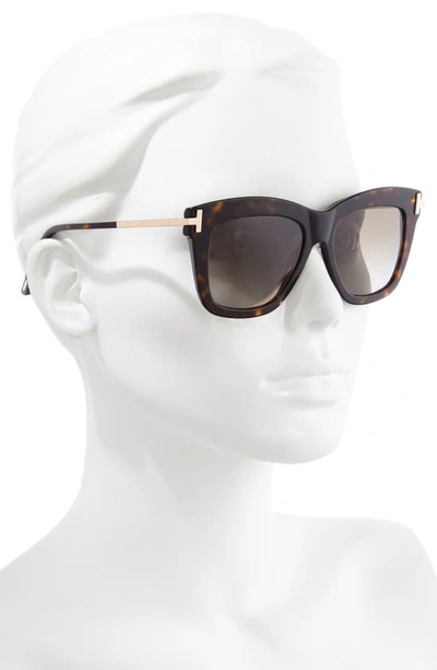 Shop Tom Ford Dasha 52mm Polarized Square Sunglasses In Dark Havana/ Rose Gold/ Brown