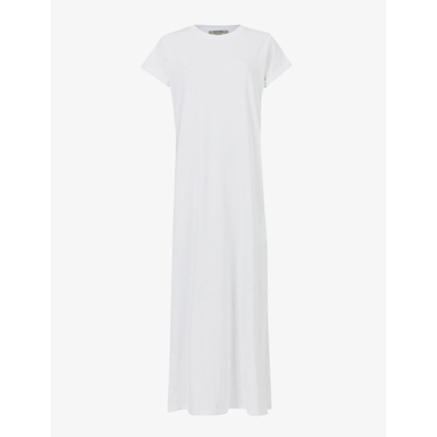 Shop Allsaints Womens Optic White Anna Short-sleeve Cotton Maxi Dress 6