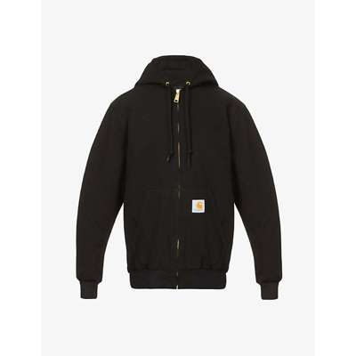 Shop Carhartt Active Hooded Organic Cotton-piqué Jacket In Black