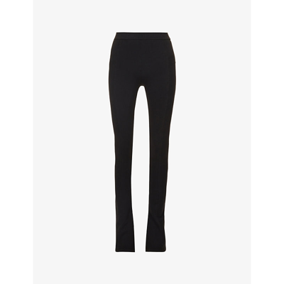 Shop Eb Denim Women's Black Split-hem Skinny Mid-rise Stretch-cotton-blend Leggings
