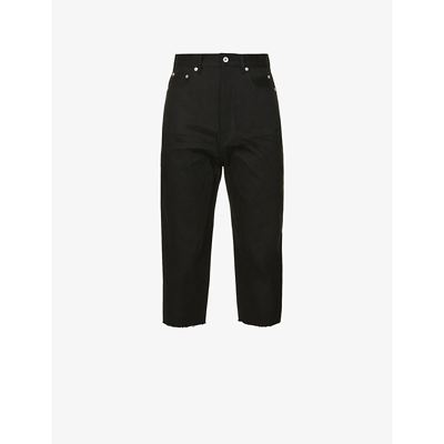 Shop Rick Owens Bolan Raw-cuff Relaxed-fit Jeans In Black