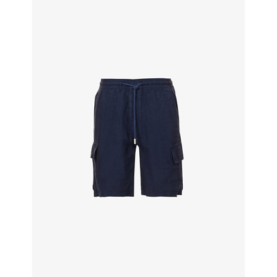 Vilebrequin Baie Linen Bermuda Cargo Shorts In Blue