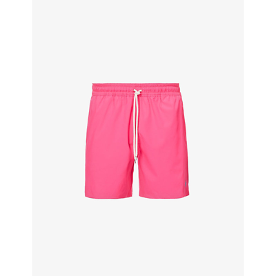 Shop Polo Ralph Lauren Logo-embroidered Stretch-recycled Polyester Swim Shorts In Blaze Fuchsia