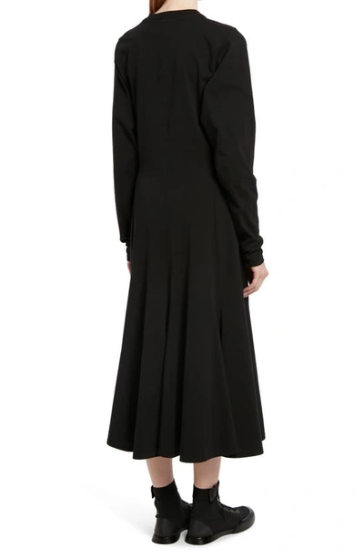 Shop The Row Gentwood Long Sleeve Cotton Jersey Midi Dress In Black