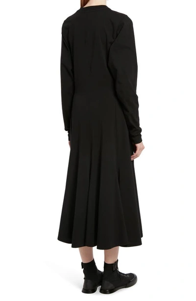 Gentwood Long Sleeve Cotton Jersey Midi Dress In Black