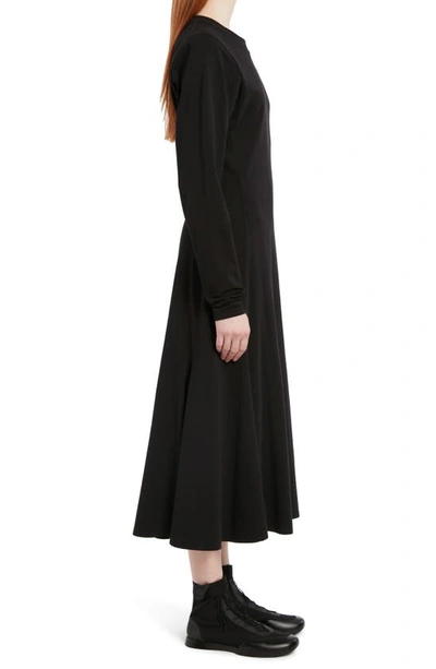 Shop The Row Gentwood Long Sleeve Cotton Jersey Midi Dress In Black