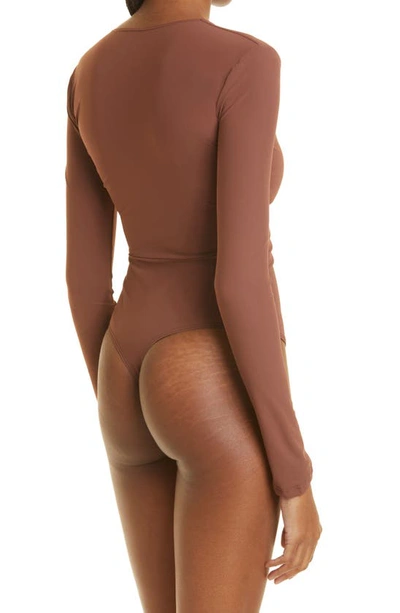 Shop Alix Nyc Irving Long Sleeve Bodysuit In Cocoa