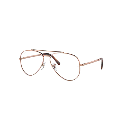 Shop Ray Ban Eyeglasses Unisex New Aviator Optics - Gold Frame Clear Lenses Polarized 55-14