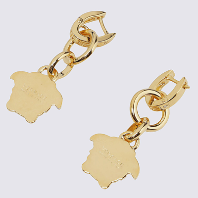 Shop Versace Gold Metal Drop Earrings In Golden