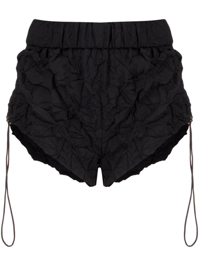 Shop Dion Lee Crinkled-finish Short Shorts In Black