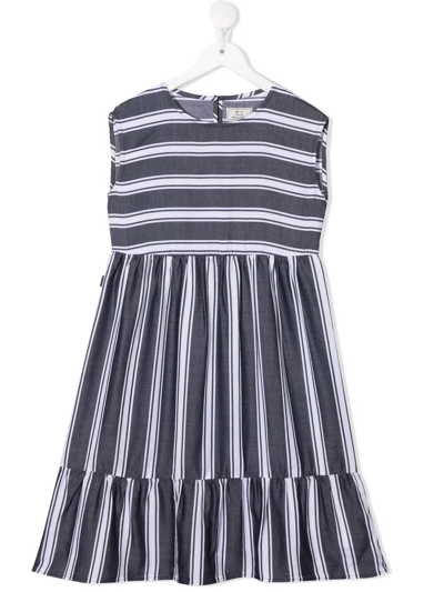 Shop Woolrich Fluid Long Striped Dress In Blue
