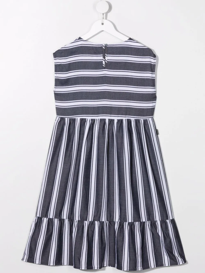 Shop Woolrich Fluid Long Striped Dress In Blue