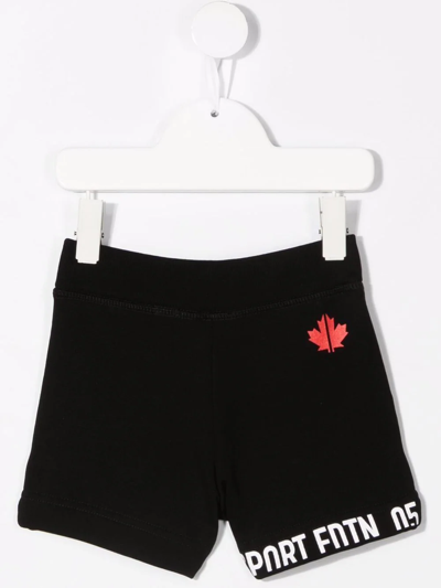 Shop Dsquared2 Logo-print Cotton Shorts In Black
