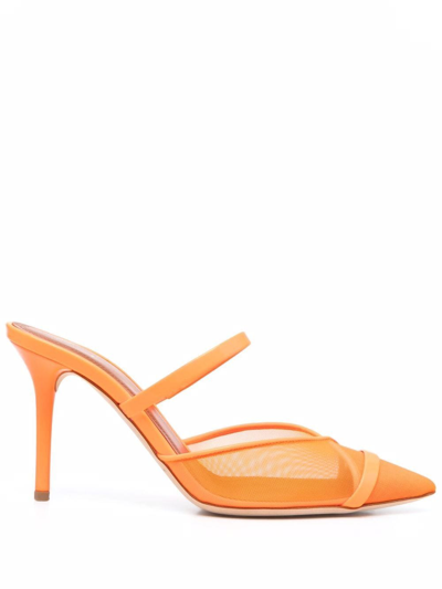 Malone Souliers Mesh Pointed-toe Mules In Orange