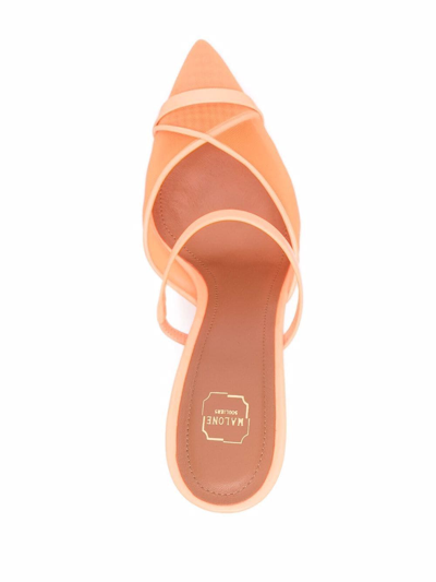 Malone Souliers Mesh Pointed-toe Mules In Orange