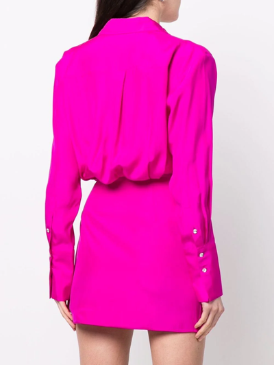 Shop Gauge81 Ruched Silk Shirt Dress In Pink
