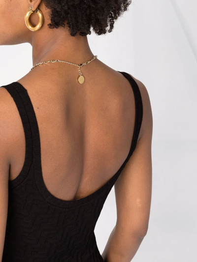 Fendi Logo Embossed Body-con Midi Dress In Black