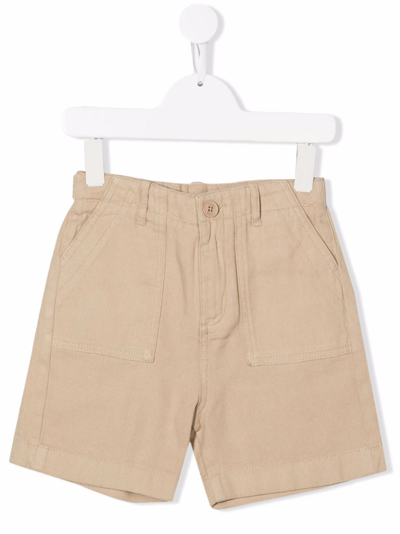 Shop Douuod Straight-leg Cotton Shorts In Neutrals