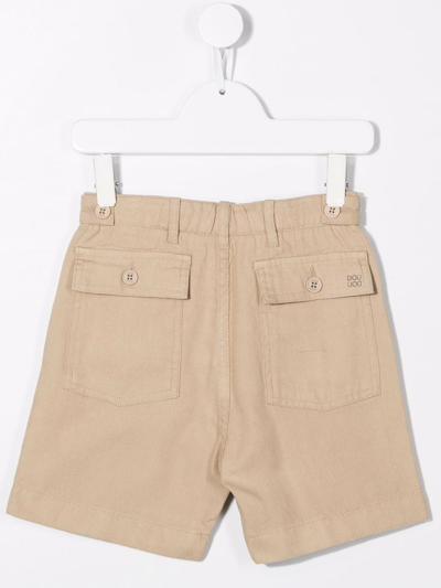 Shop Douuod Straight-leg Cotton Shorts In Neutrals