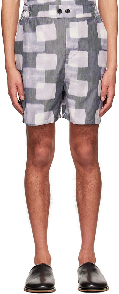 Shop Henrik Vibskov Grey Polyester Shorts In Dark Cubes