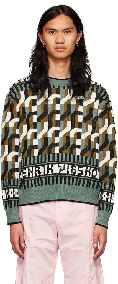 Shop Henrik Vibskov Green Organic Cotton Sweater In Green Brown Hv Tiles