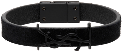 Shop Saint Laurent Black Opyum Bracelet In 1000 Black Black