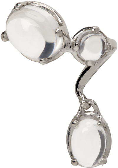 Shop Alan Crocetti Silver Drip Single Earring In Rhodium Vermeil