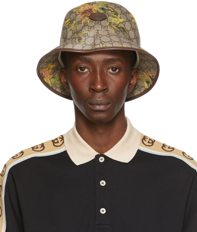 Shop Gucci Beige Gg Carnation Print Fedora Hat In 8964 8930+smalto Ner