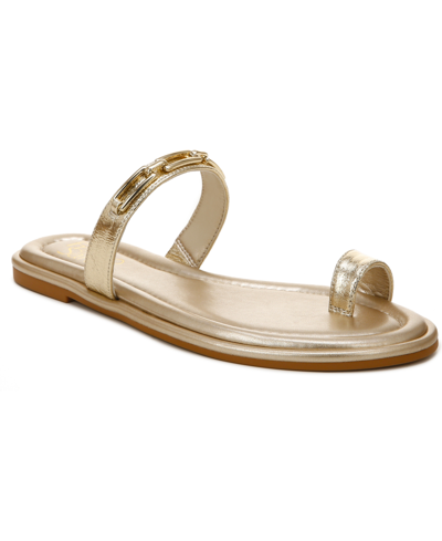 Shop Franco Sarto Jade Slide Sandals Women's Shoes In Gold Faux Leather