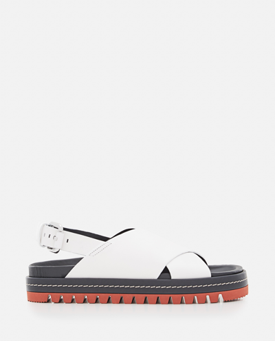 Plan C Crossover Strap Detail Sandals In White