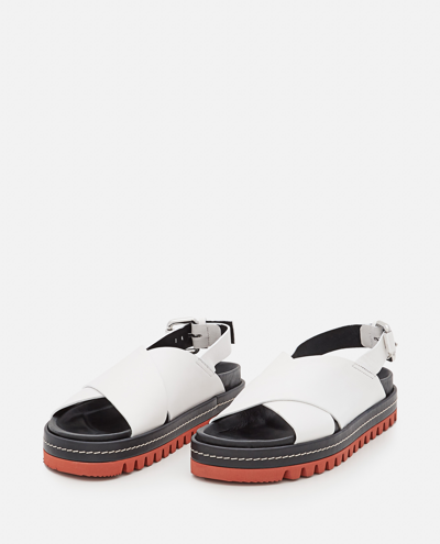 Plan C Crossover Strap Detail Sandals In White