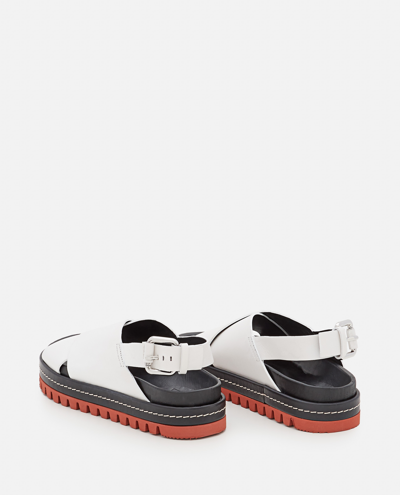 Plan C Crossover Strap Detail Sandals In White