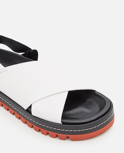 Plan C Crossover Strap Detail Sandals In White
