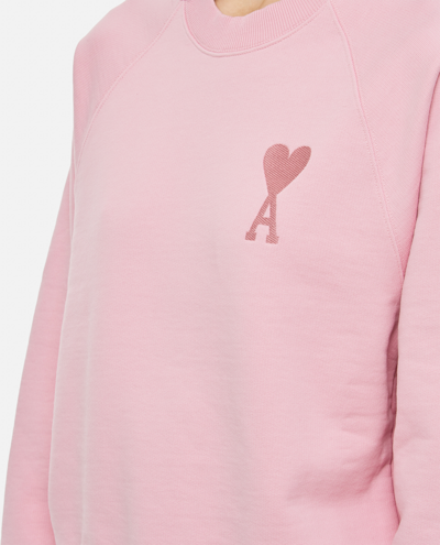 Shop Ami Alexandre Mattiussi Ami Paris Ami De Coeur Cotton Sweatshirt In Pink