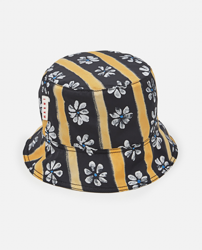 Shop Marni Daisy Lane Nylon Bucket Hat In Black
