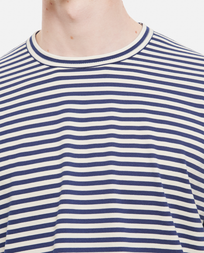 Shop Junya Watanabe Striped Cotton T-shirt In Blue