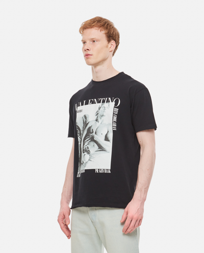 Shop Valentino Archive Print Cotton T-shirt In Black