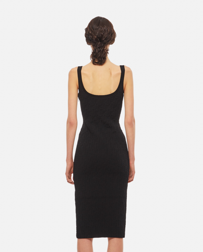 Fendi Logo Embossed Body-con Midi Dress In Black